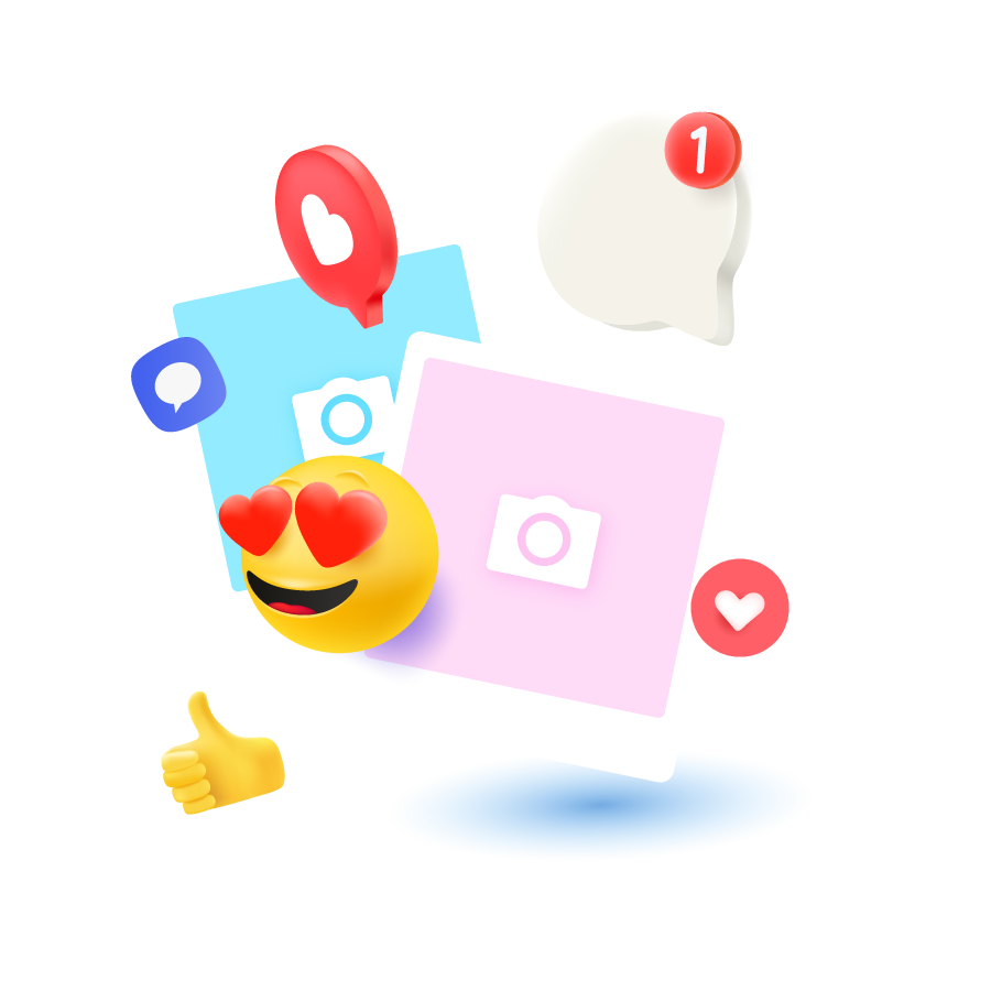 Social media 3d graphic